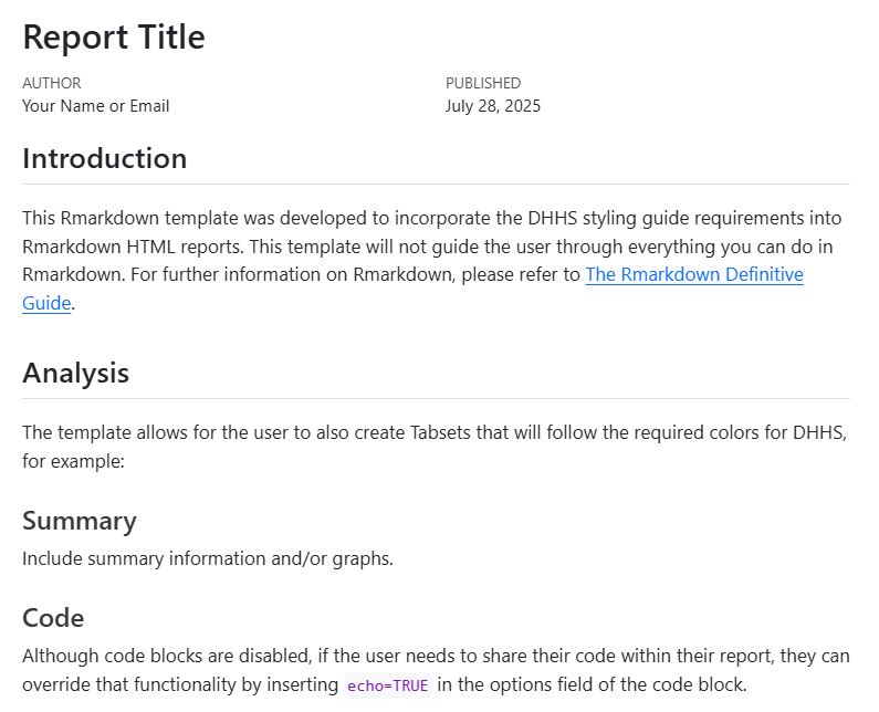 Screenshot of a simple branded R Markdown document