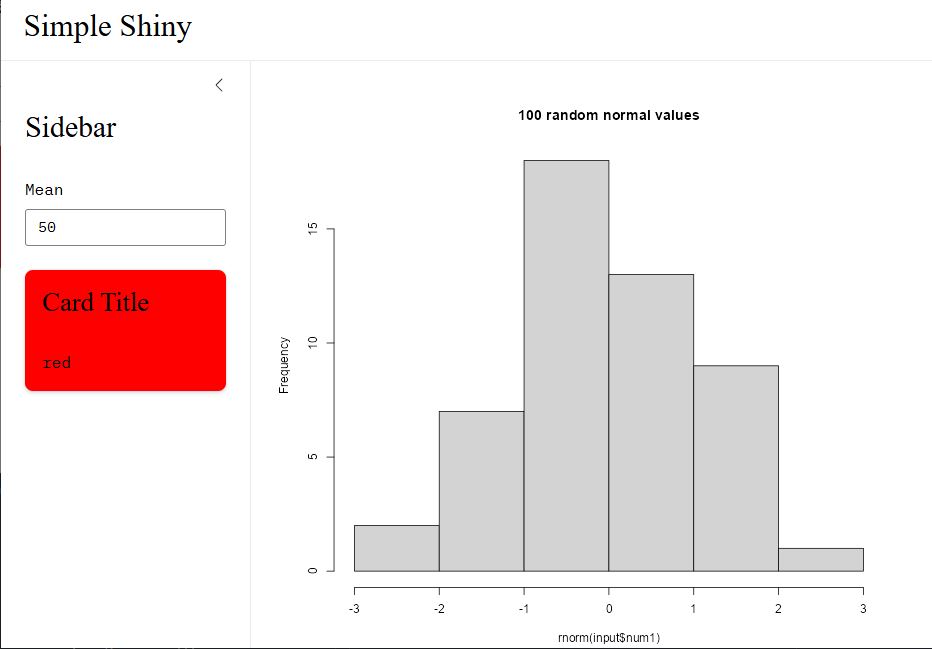 Screenshot of a simple branded Shiny app histogram